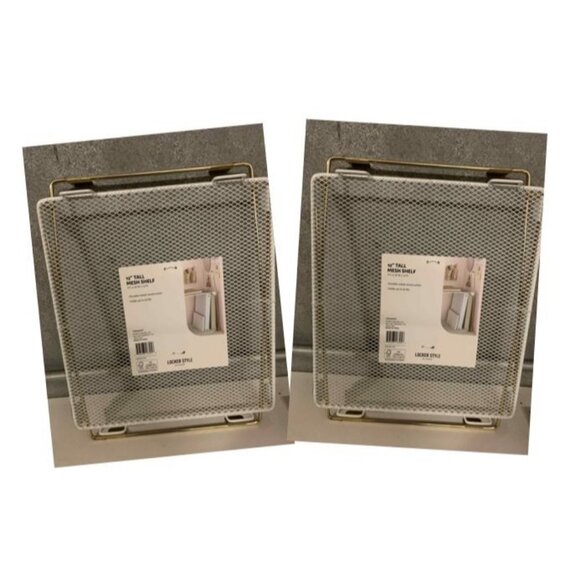 U Brands 2PK Locker Mesh Shelf Chic White & Gold Size 12" - Picture 1 of 5